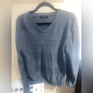 21 men men’s sweater round neck size large gray long sleeve slim